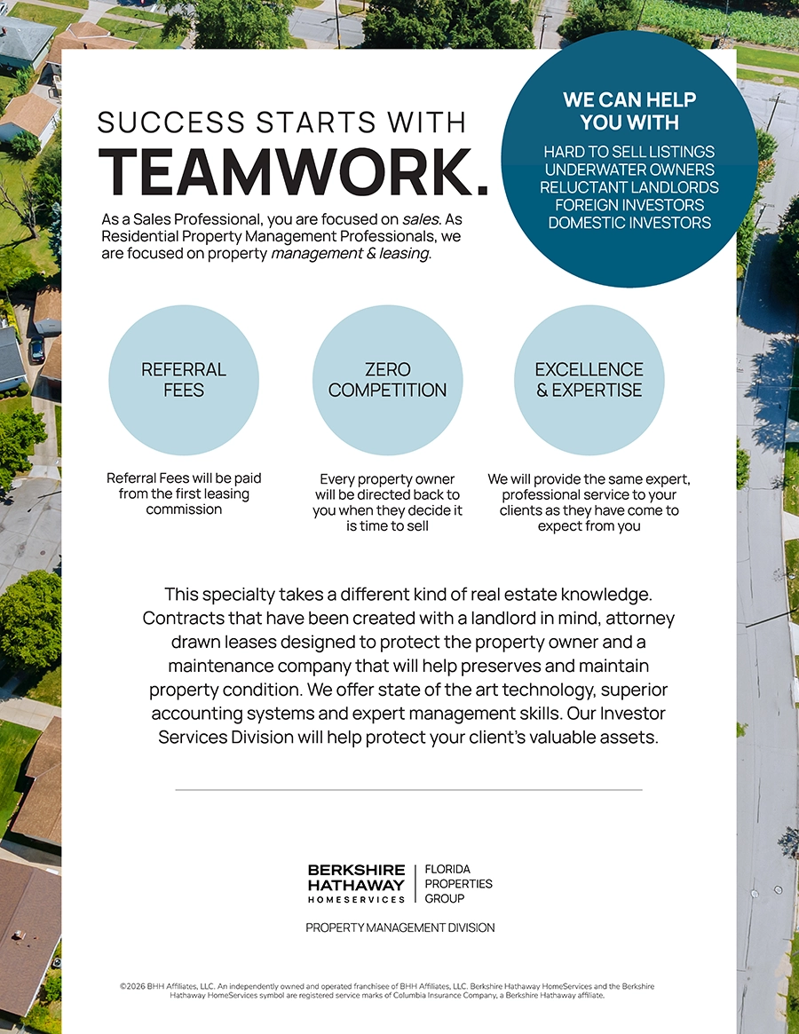 Property Management flyer for real estate agent referral program